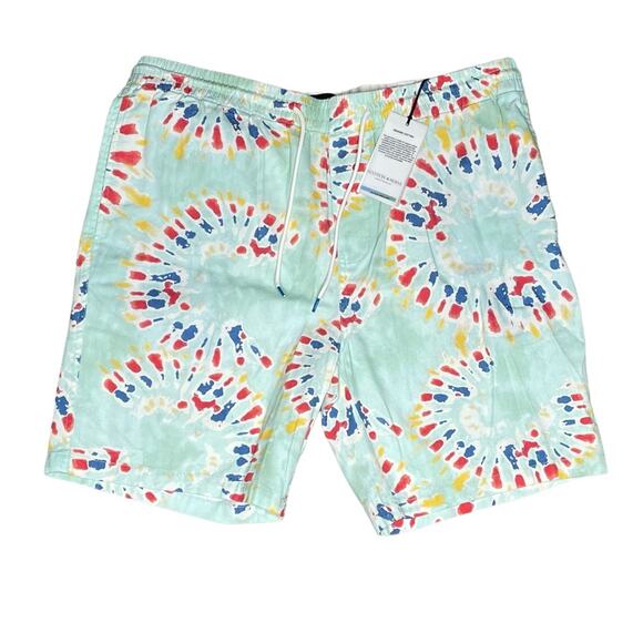 SCOTCH & SODA Fave Organic Cotton Bermuda Shorts Mint Flower Tie Dye Mens Sz XXL - Picture 2 of 9